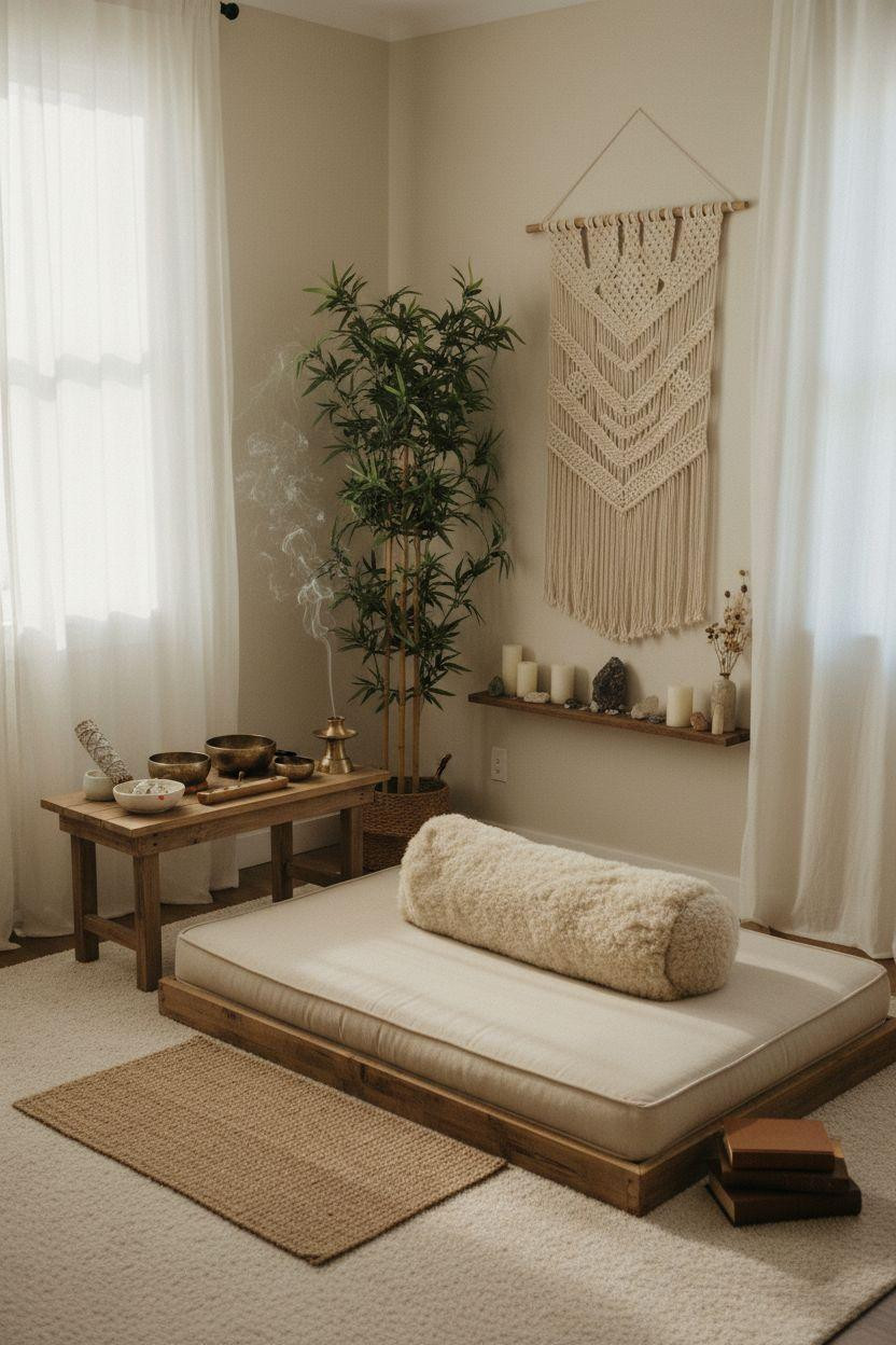 Healing room ideas with architectural meditation platform