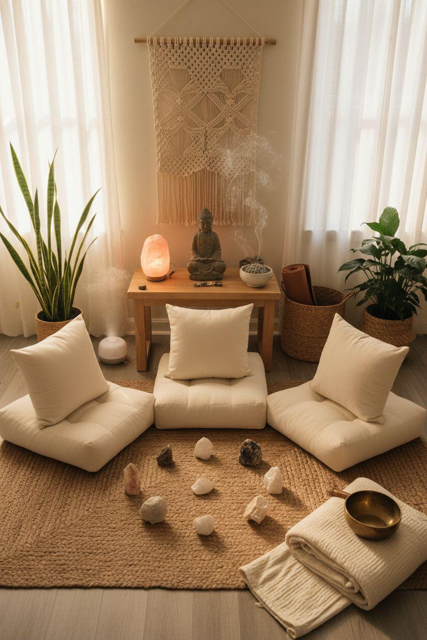 Spiritual Room Meditation Space Ideas - spiritual healing space with salt lamp