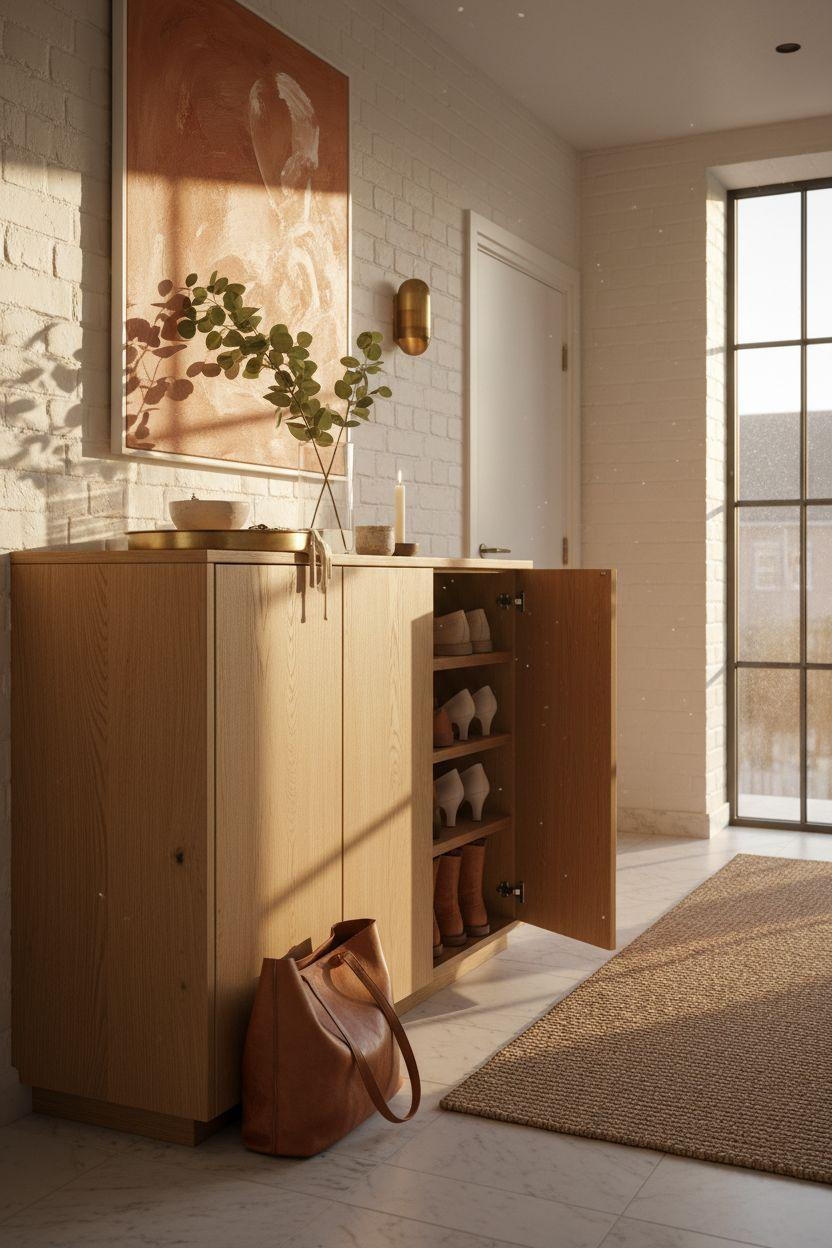 Shoe Storage Cabinet Entryway - Copenhagen warehouse with industrial windows