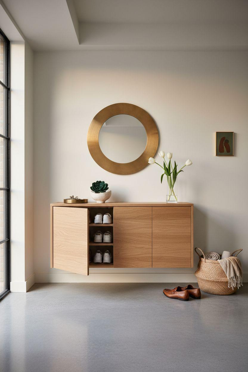 Shoe Storage Cabinet Entryway - Scandinavian minimal with color pops
