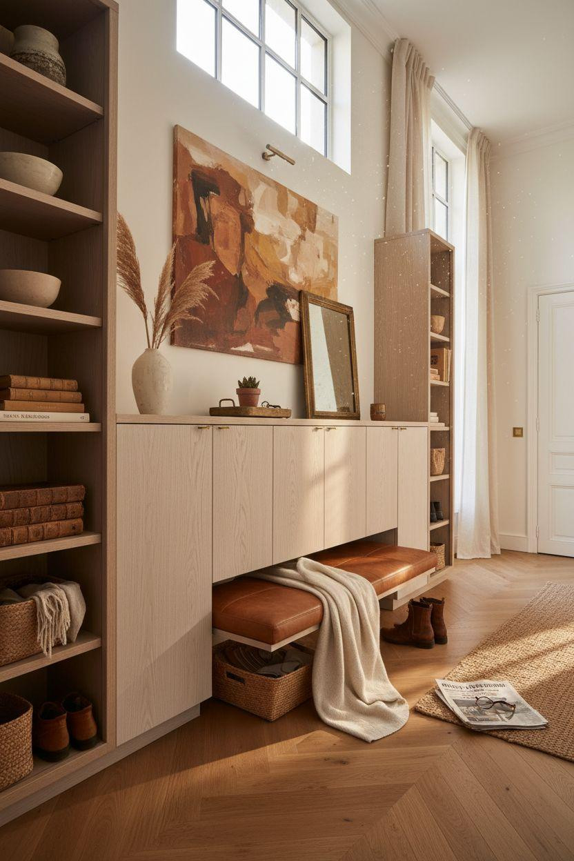 Shoe Storage Cabinet Entryway - Copenhagen townhouse with herringbone floors