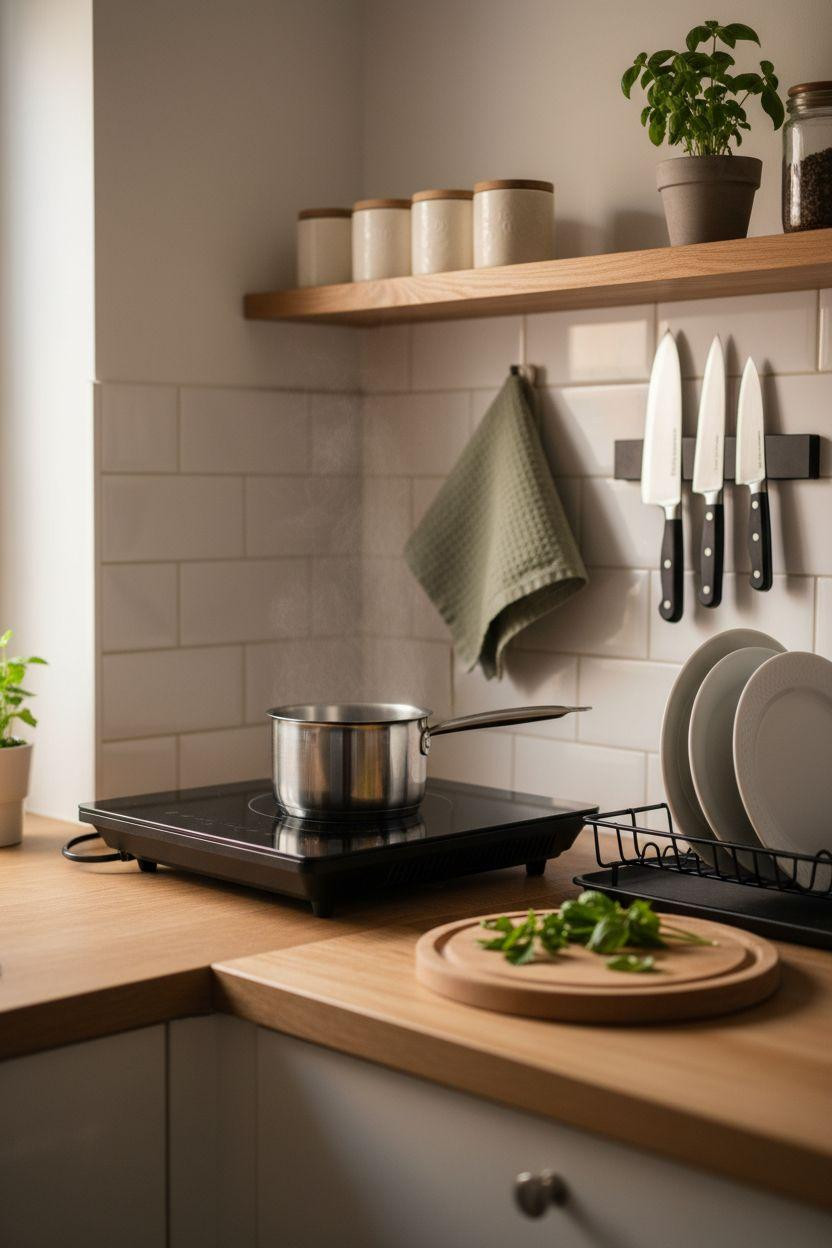 tiny kitchen ideas on a budget with portable cooktop