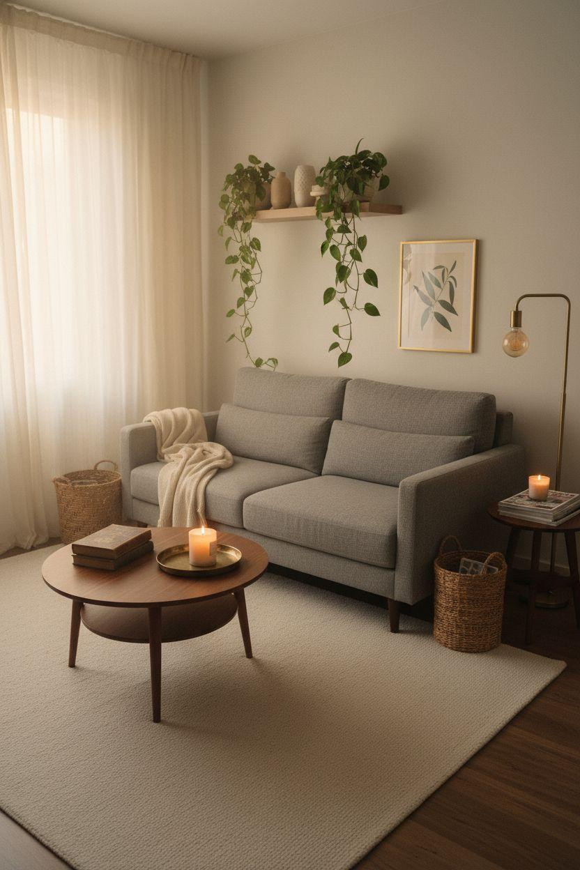 Small Living Room Furniture Layout with angled furniture creating better flow