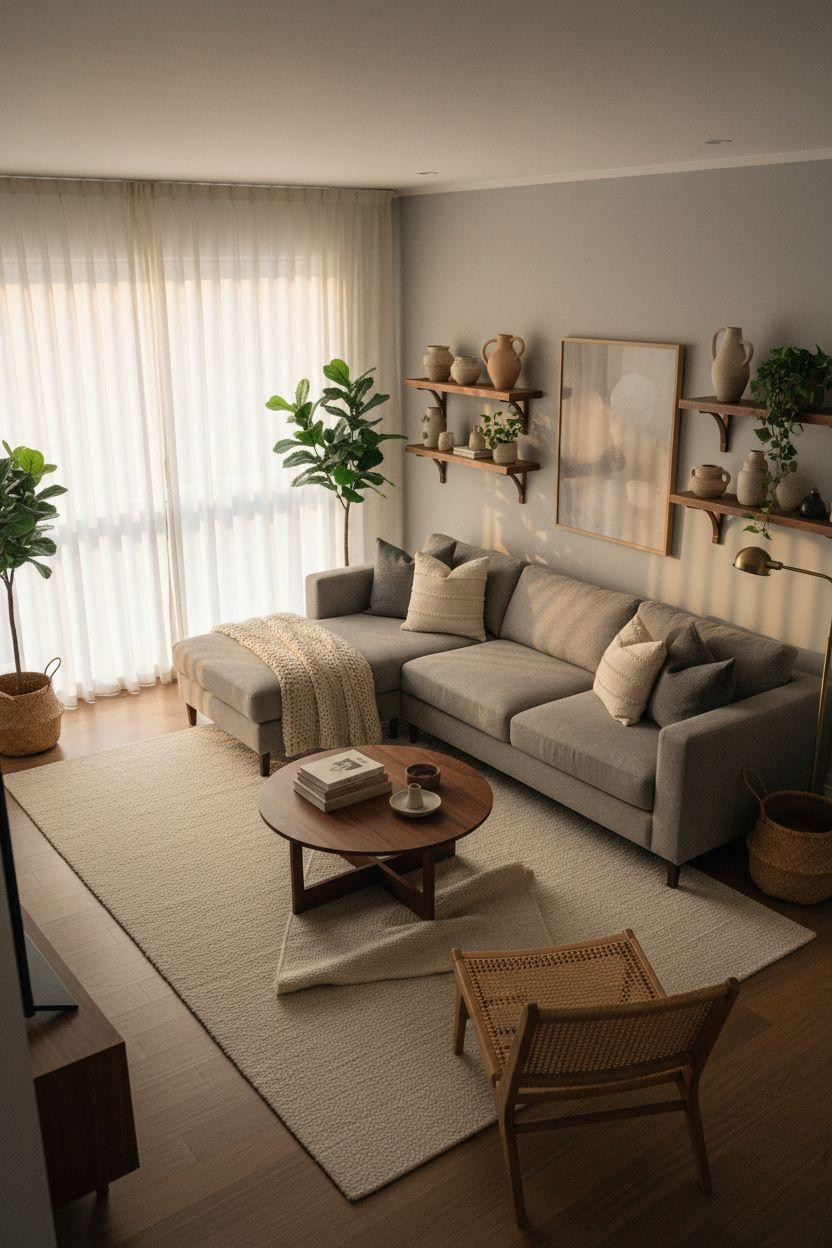 Small Living Room Furniture Layout maximizing long narrow space with sectional