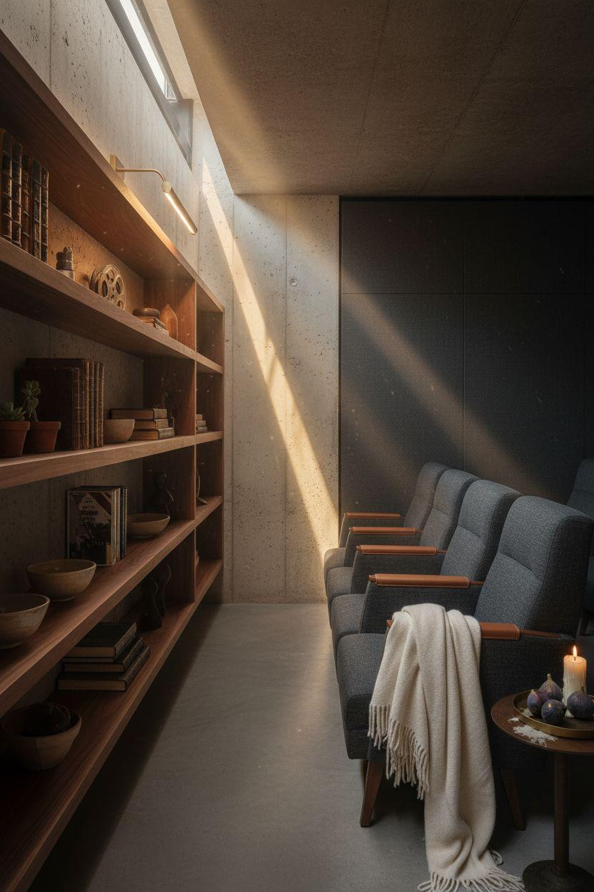 Small Theatre Room Ideas - modern concrete theater design