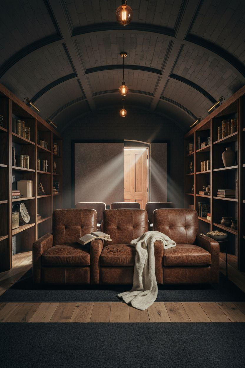 Small Theatre Room Ideas - exposed brick loft conversion