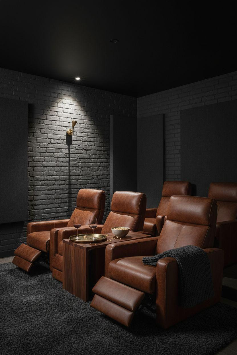 Small Theatre Room Ideas - minimalist basement theater