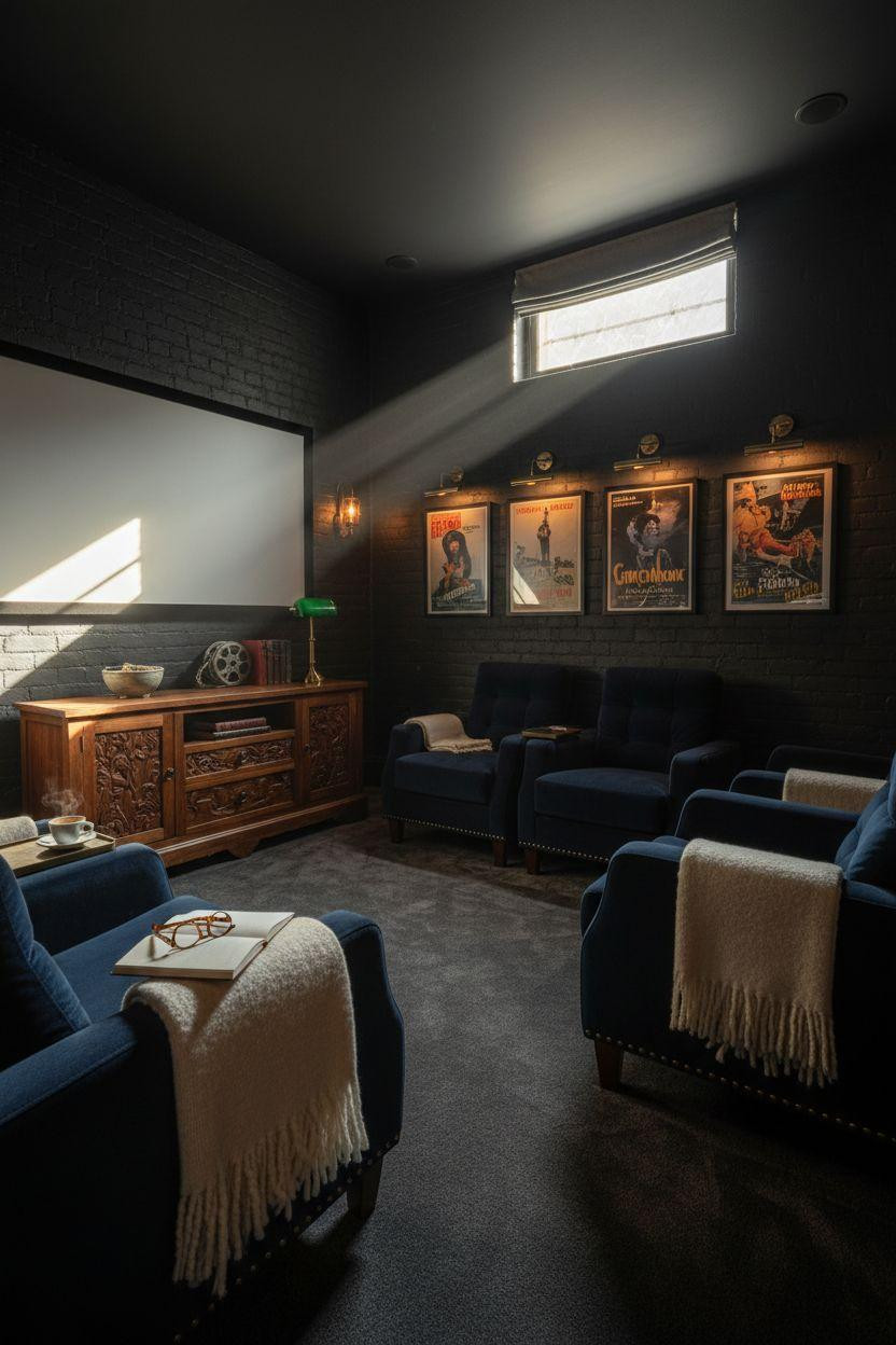Small Theatre Room Ideas - natural light basement theater