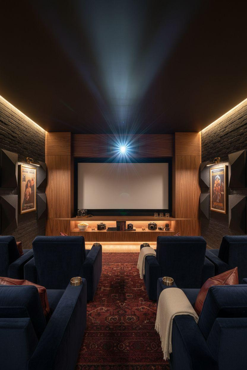 Small Theatre Room Ideas - luxurious basement theater setup
