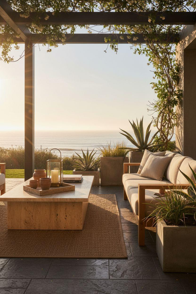 Stamped Concrete Patio Ideas - charcoal woodgrain with bronze accents