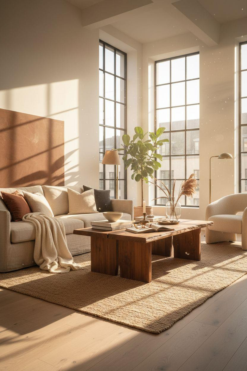 White Oak Hardwood Floors in double-height living room