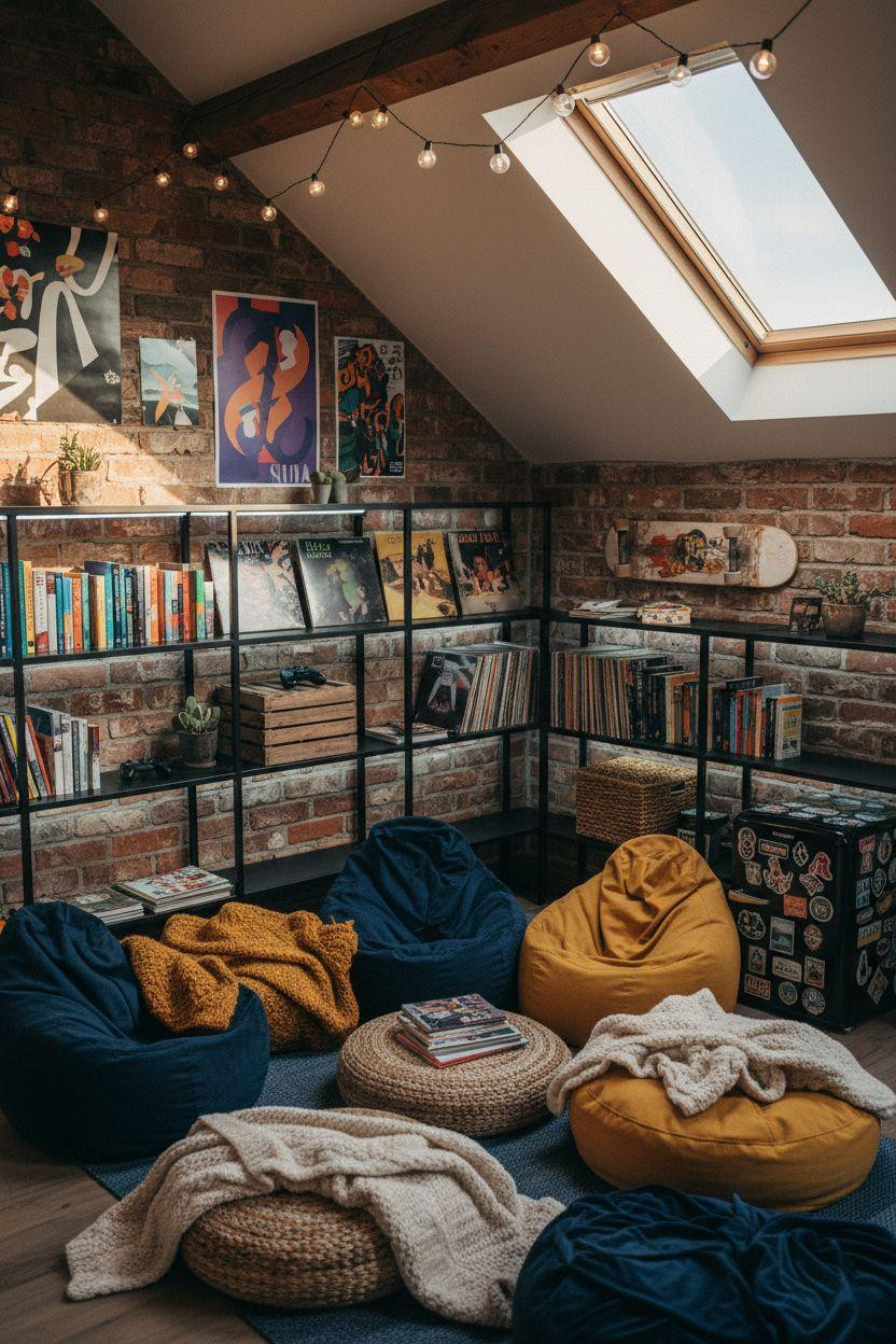 Hangout Room Ideas Teen Lounge Ideas - teen loft hangout with open shelving