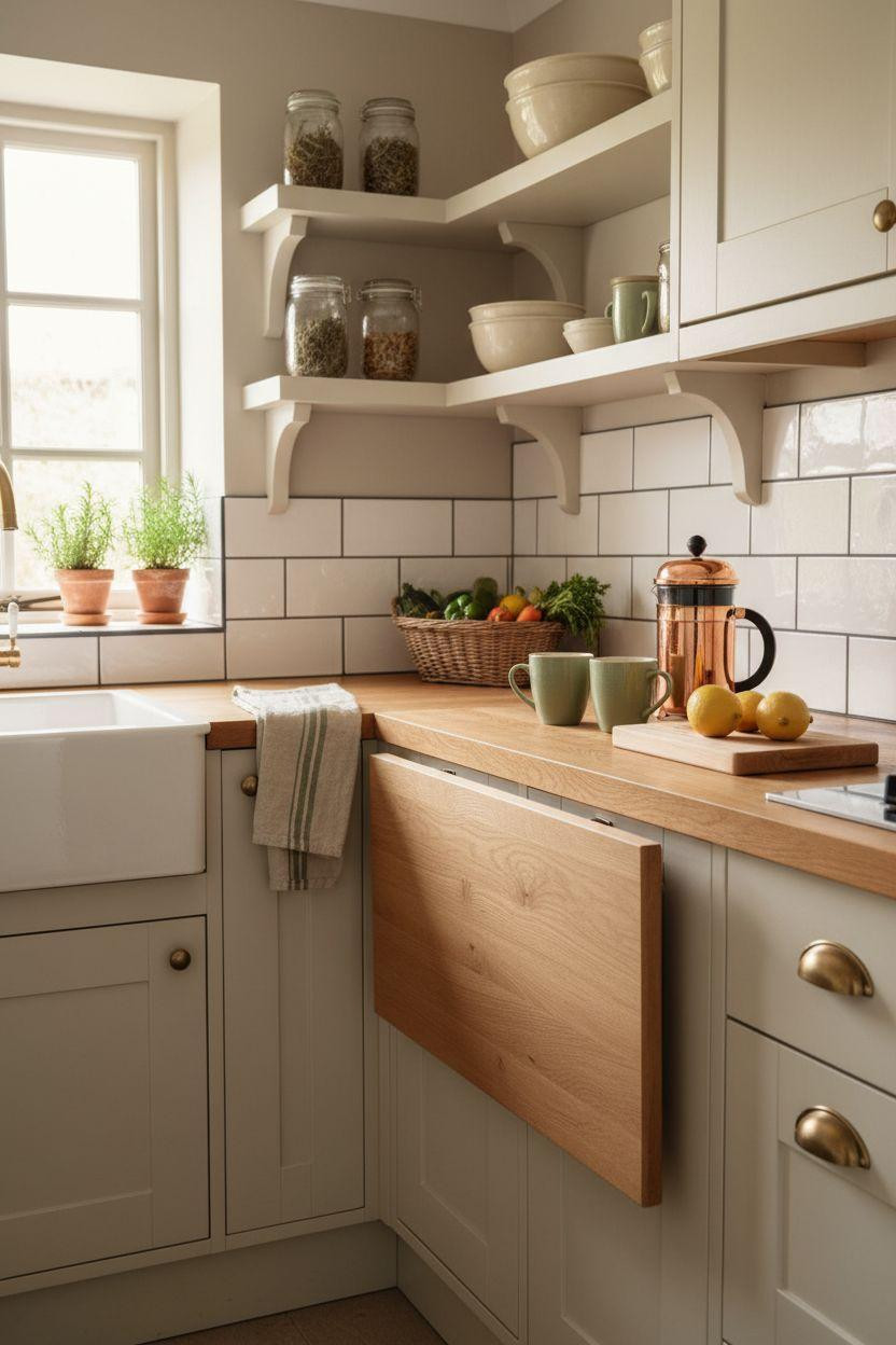 Tiny Farmhouse Kitchen with Murphy table