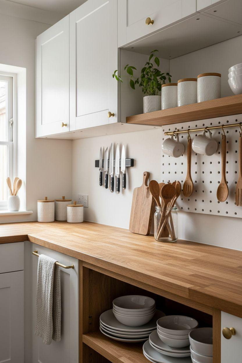 tiny kitchen ideas on a budget with magnetic knife storage