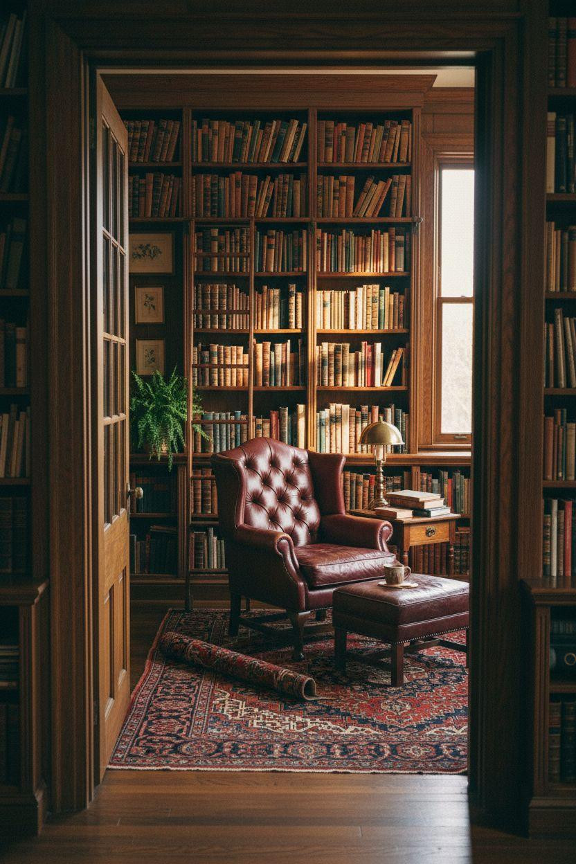 Small Home Library Ideas - traditional mahogany library