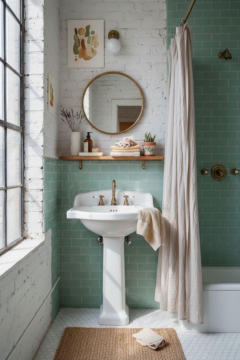 Vibey Bathroom featuring playful colors and vintage finds