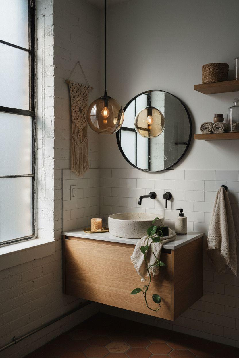Vibey Bathroom with dramatic lighting and moody atmosphere