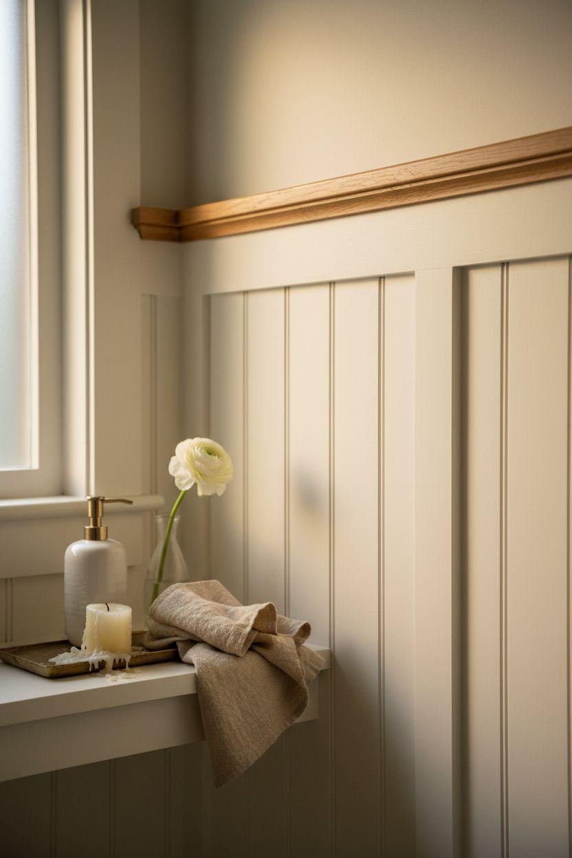 Wainscoting bathroom featuring classic beadboard with coastal styling