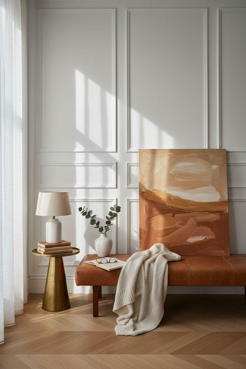 Wainscoting bedroom with crisp geometric board-and-batten design