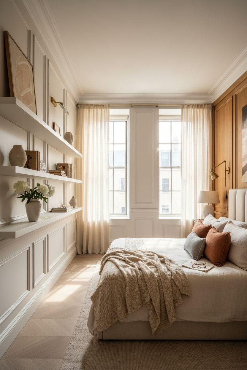 Wainscoting bedroom with classical raised panel detailing