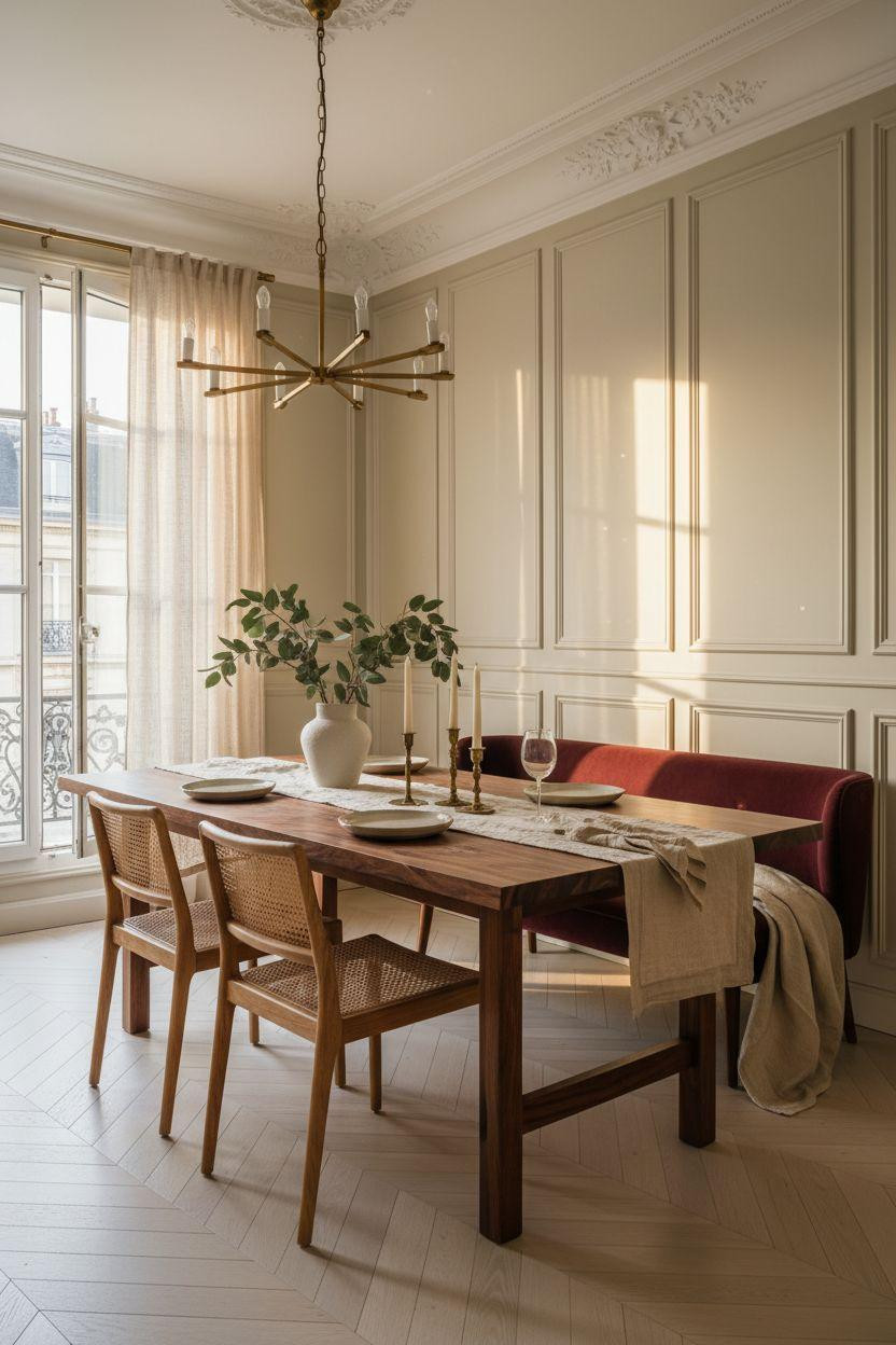 Wainscoting dining room with vintage inspired details