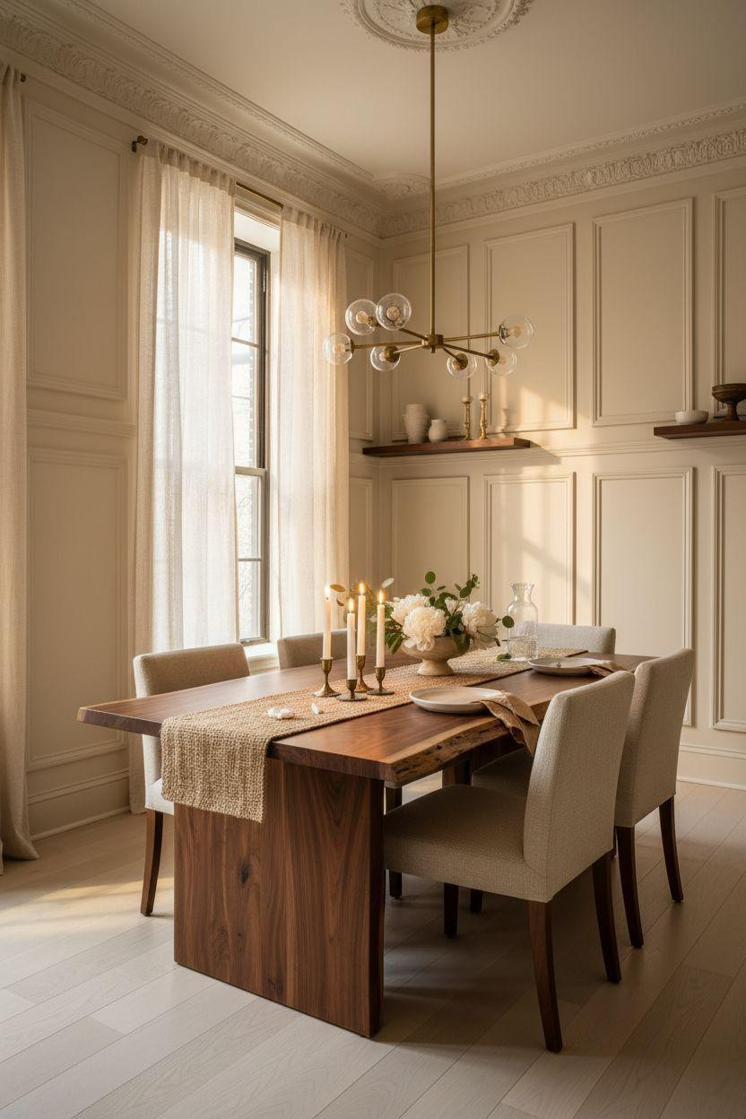 Wainscoting dining room with farmhouse style details