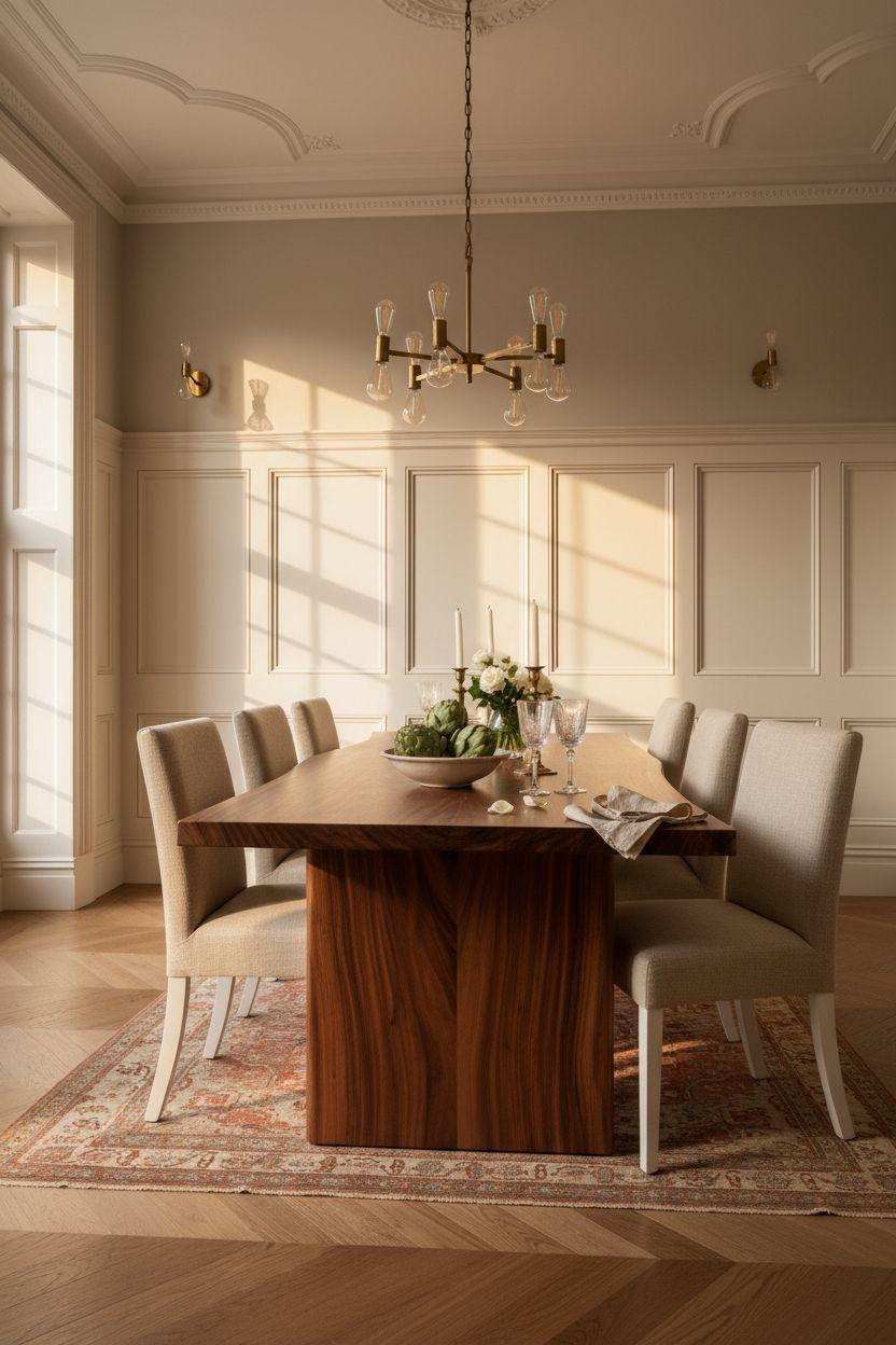 Wainscoting dining room with Georgian style elegance