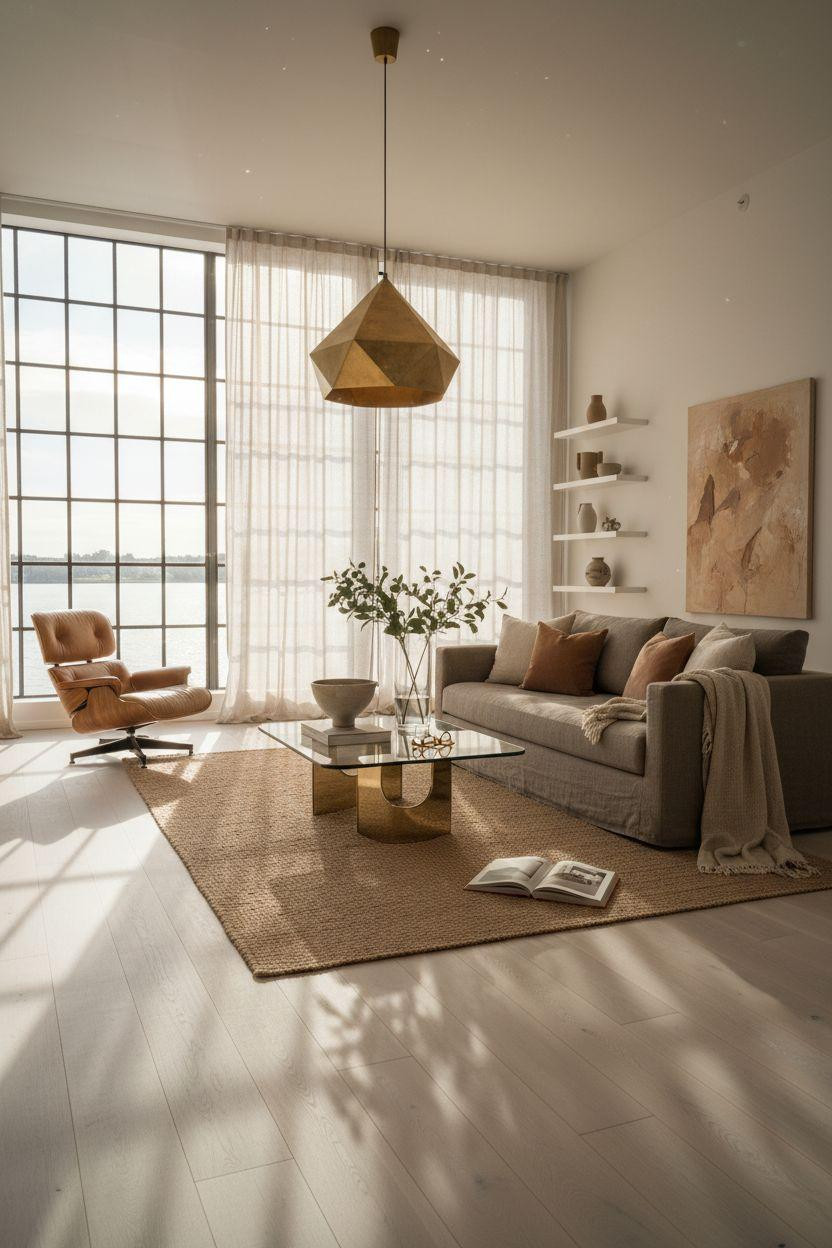 White Oak Hardwood Floors with vintage leather chair