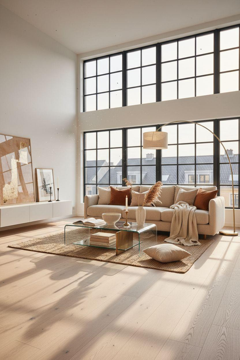 White Oak Hardwood Floors in minimalist living room