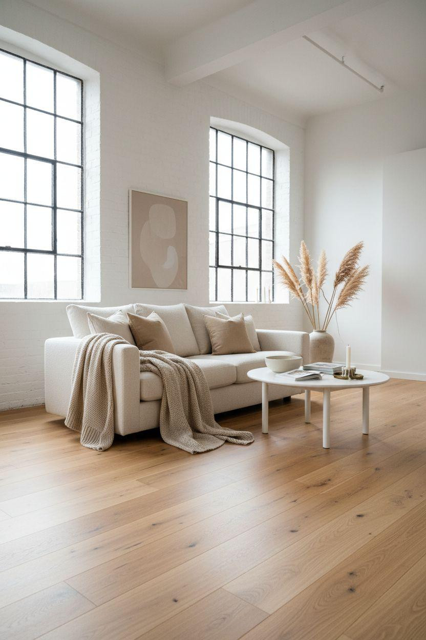 White Oak Hardwood Floors in serene minimalist room