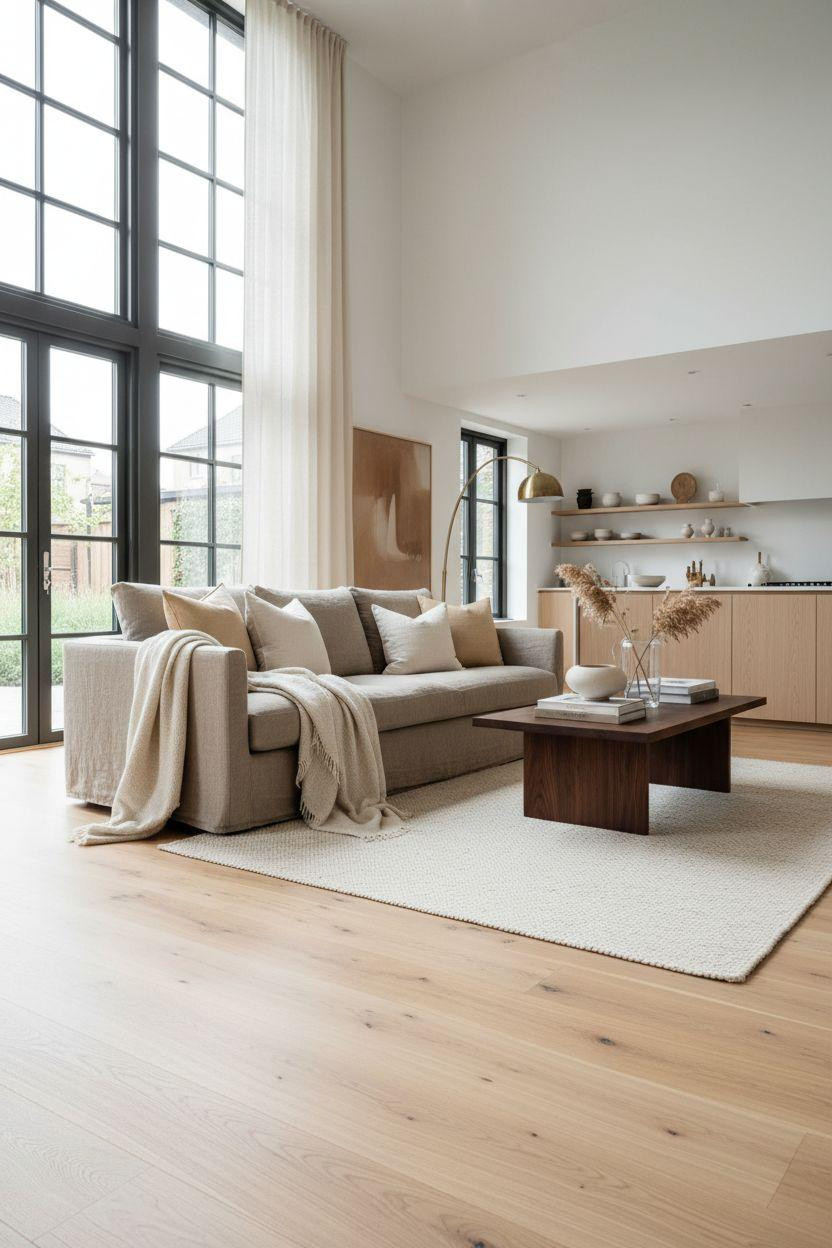 White Oak Hardwood Floors in open-concept space