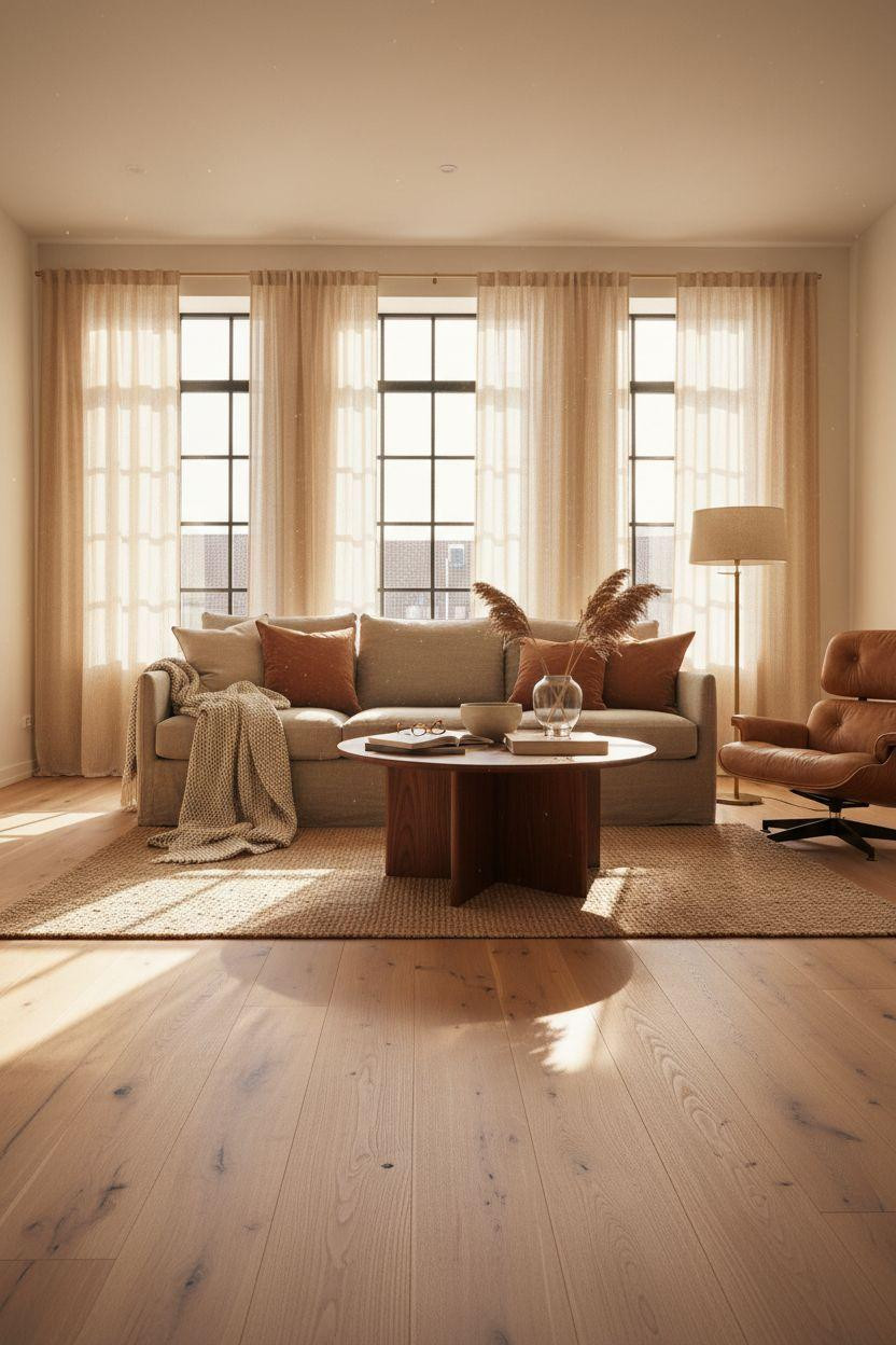 White Oak Hardwood Floors in Scandinavian loft