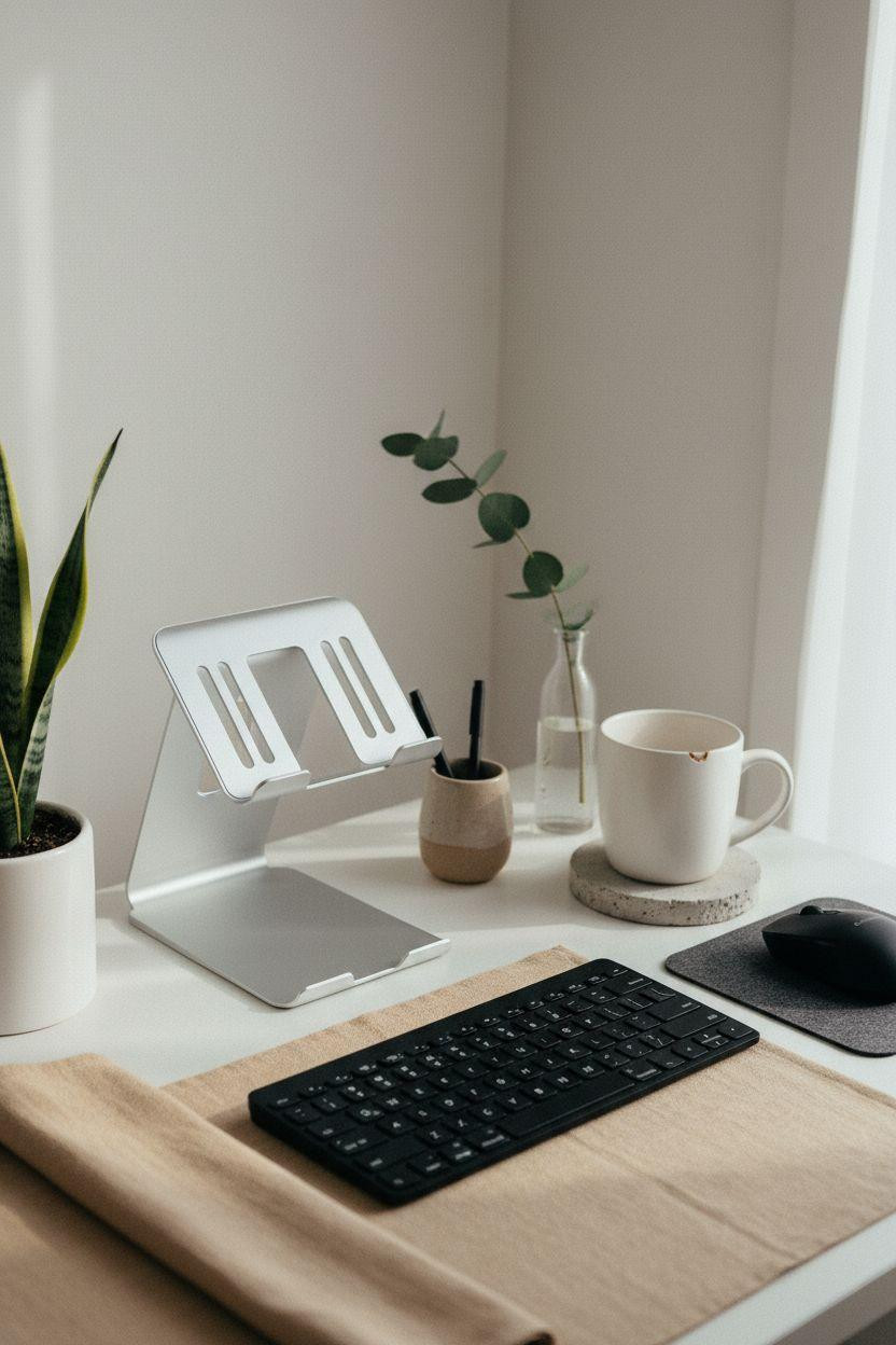 Work From Home Set Up Minimalist - neutral workspace with natural elements