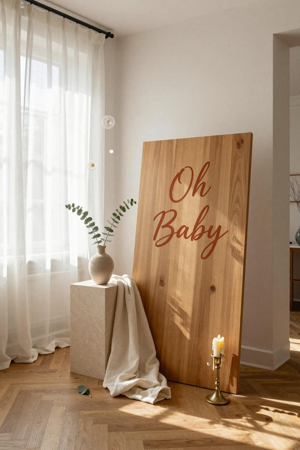 Baby Shower Welcome Sign with clean minimalist design