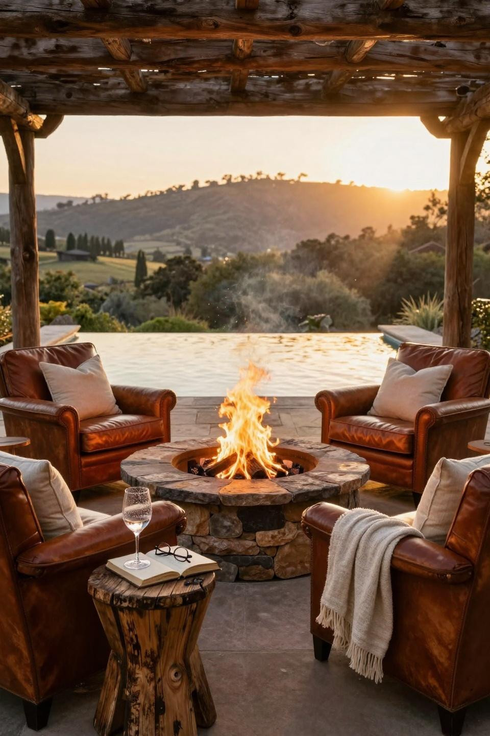 Backyard Fire Pit Ideas Lounge Areas - hillside vineyard fire pit lounge