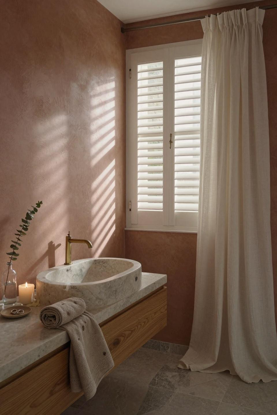 Bathroom Tile Ideas - travertine basin on limestone floors