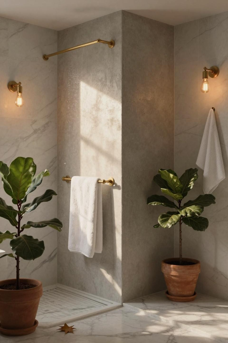 Bathroom Tile Ideas - waterfall edge marble slab shower