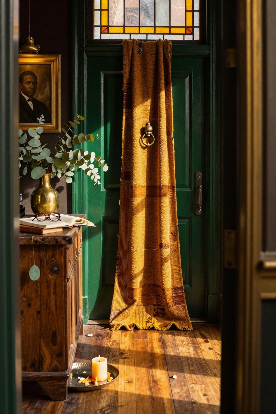 black history month door decoration with traditional African textiles