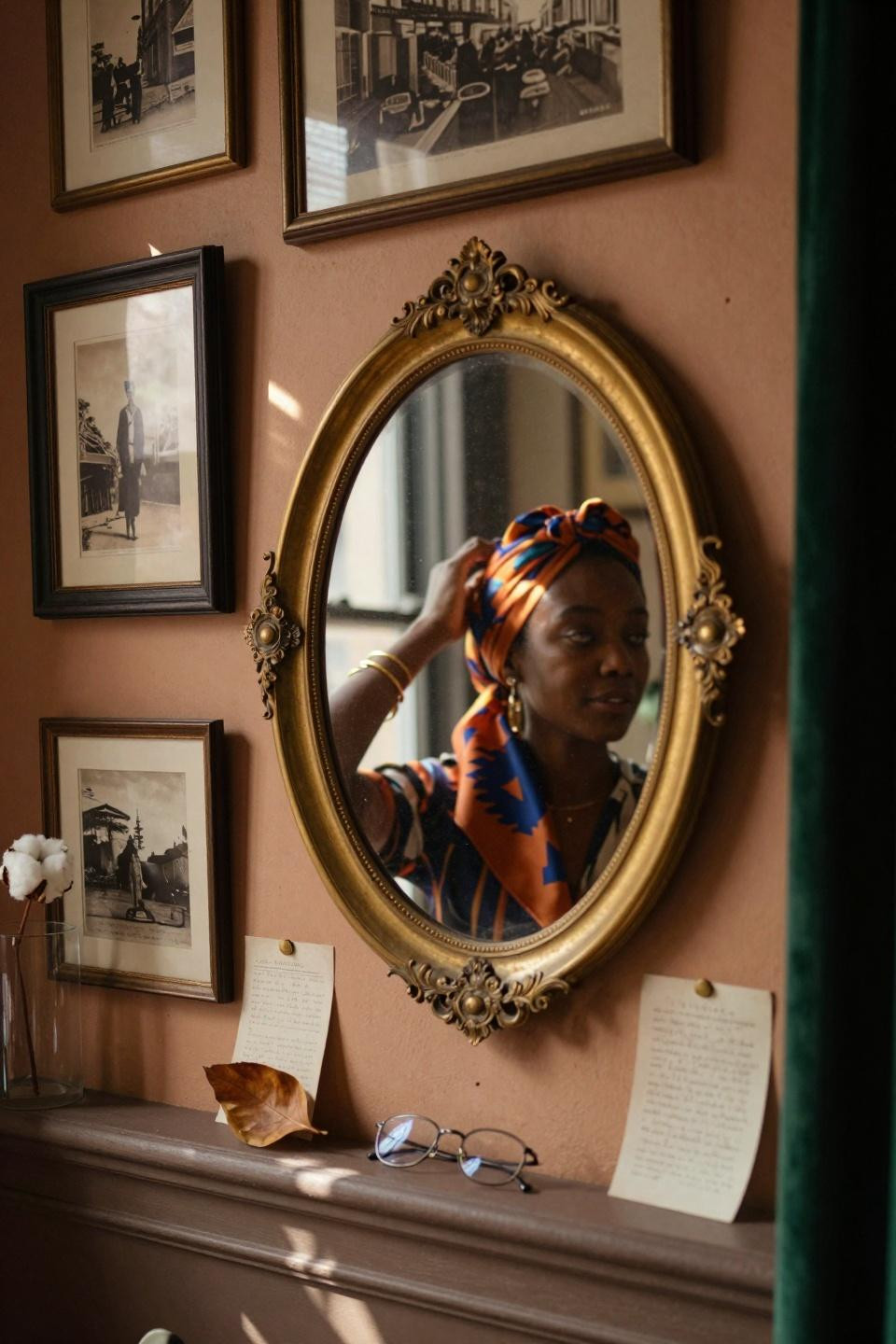 black history month door decoration with brass mirror and personal styling