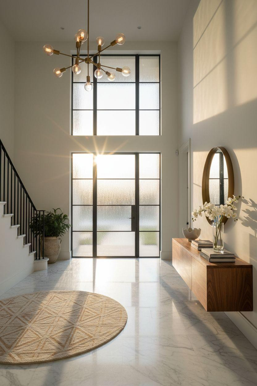 Bloxburg entryway ideas - sophisticated grand foyer with marble floors