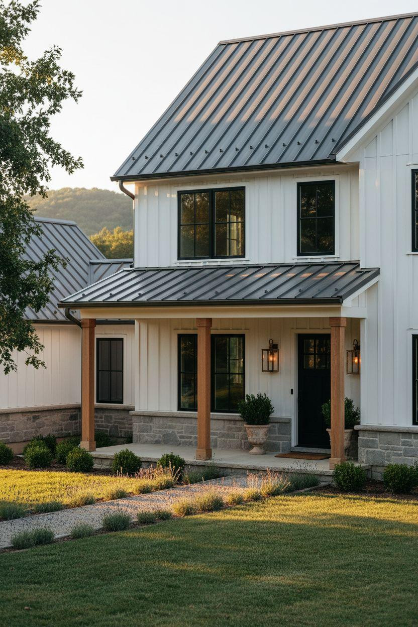 Bloxburg Farmhouse - porch with oak columns