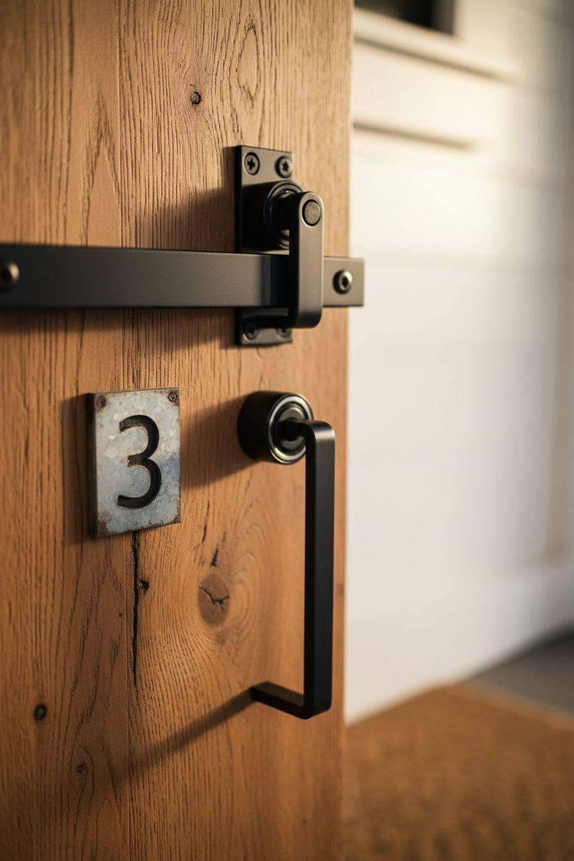 Bloxburg Farmhouse - barn door hardware detail