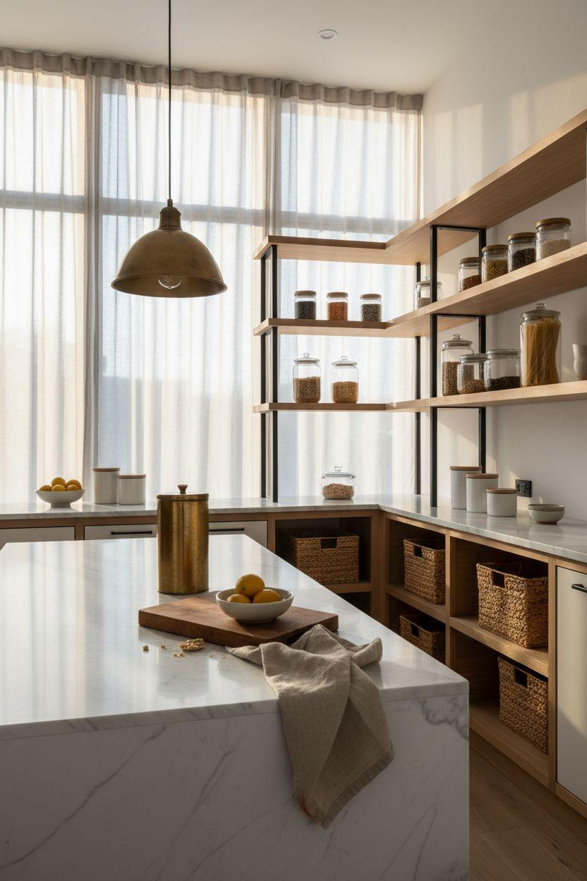 Bloxburg Pantry Ideas - luxury pantry with brass and marble