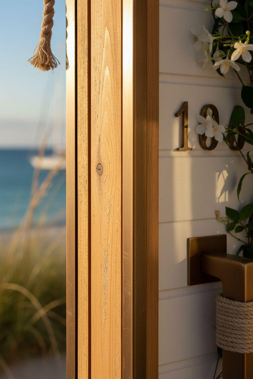 Bloxburg Summer House Ideas - architectural detail with wood and metal