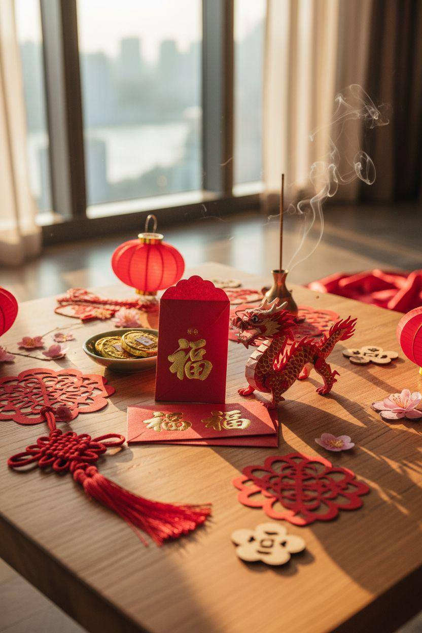 Chinese New Year crafts - red envelopes with gold details