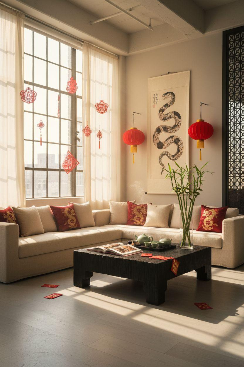 Chinese New Year crafts - elegant snake year display