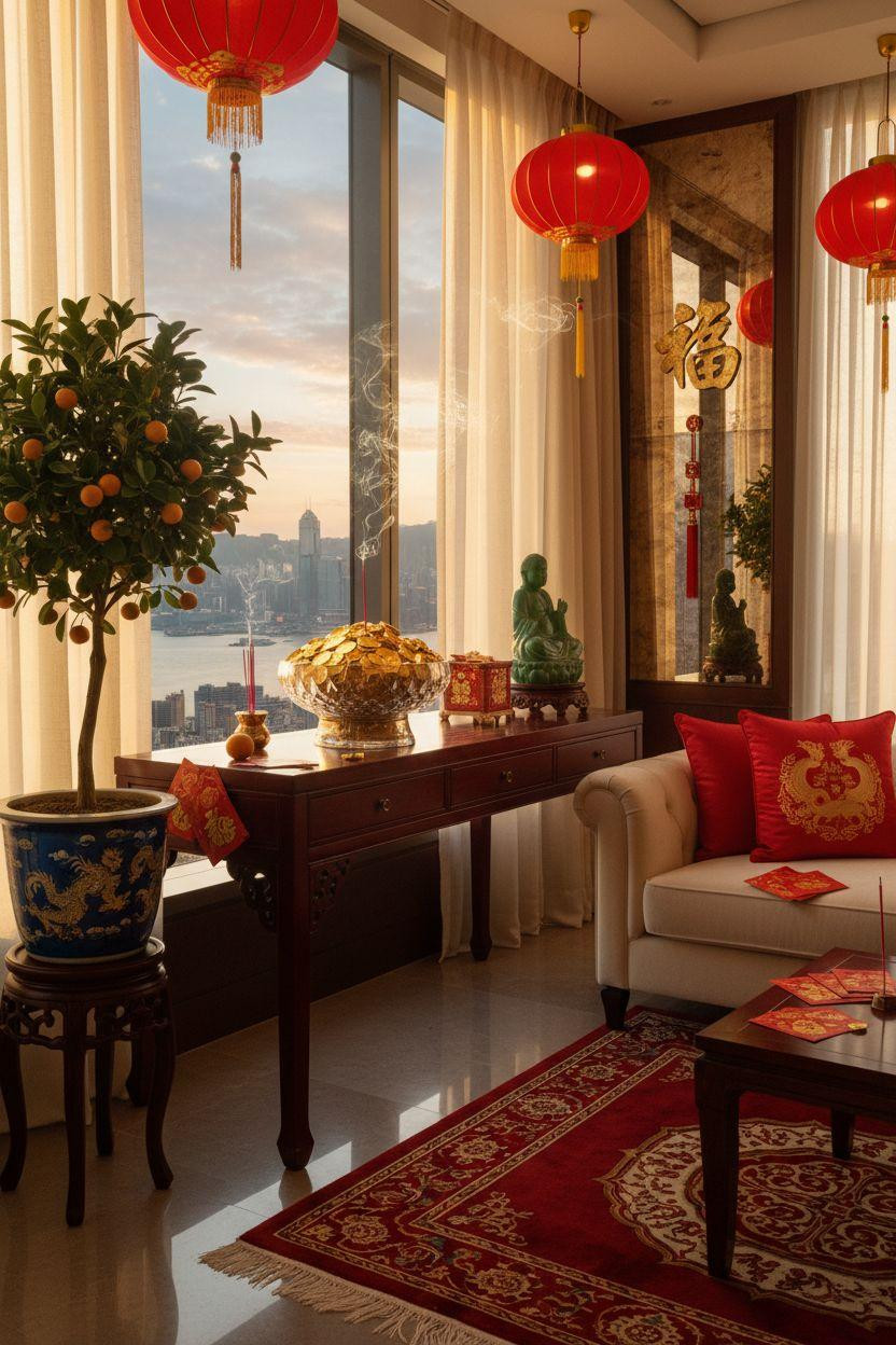 Chinese New Year home decor - gold coins display