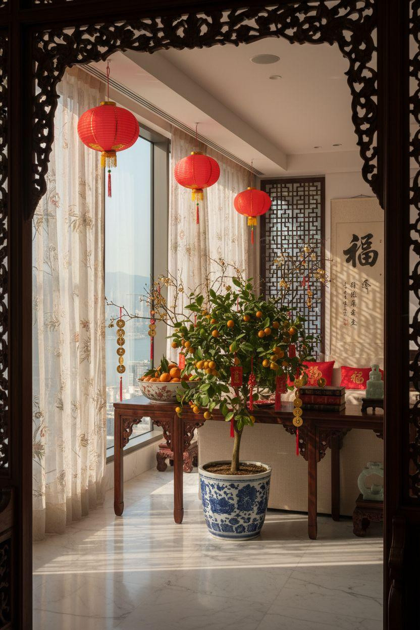 Chinese New Year home decor - archway entrance with festive styling