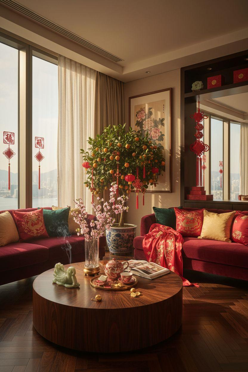 Chinese New Year home decor - luxurious penthouse living room