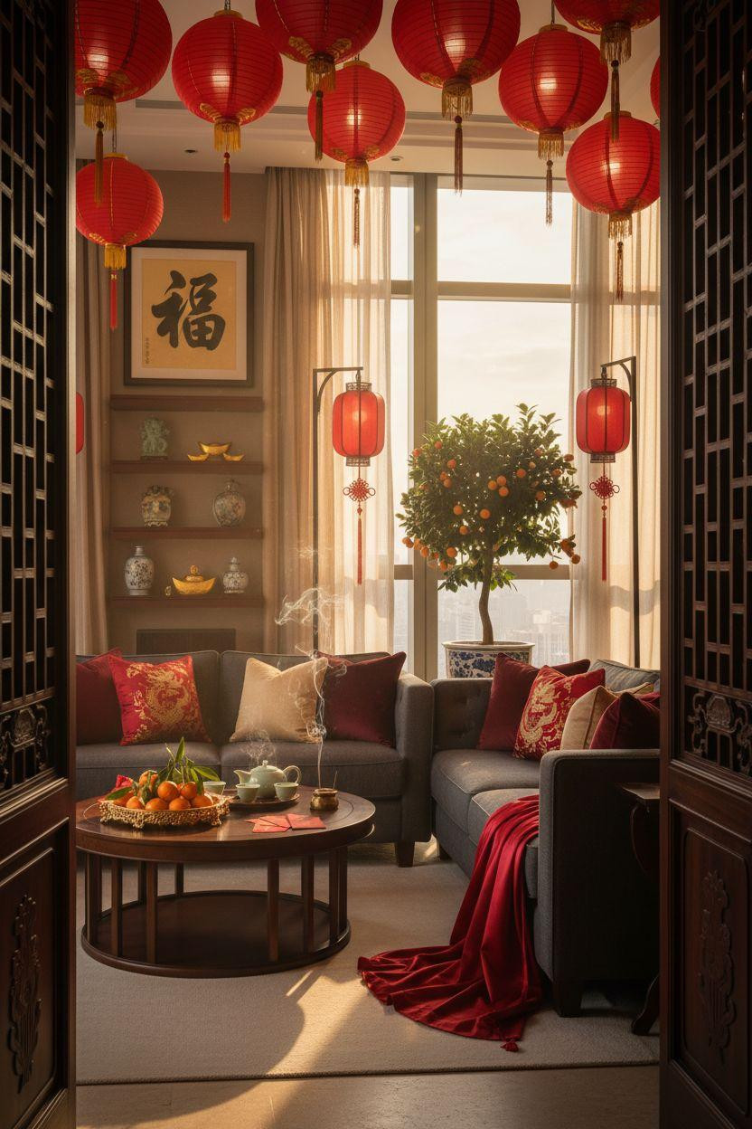 Chinese New Year home decor - rosewood console with natural branches